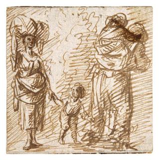 Jan Lievens - A family with two children on the move