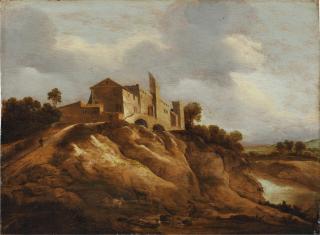 Jan Lievens - A rocky landscape with a fortified castle overlooking a river
