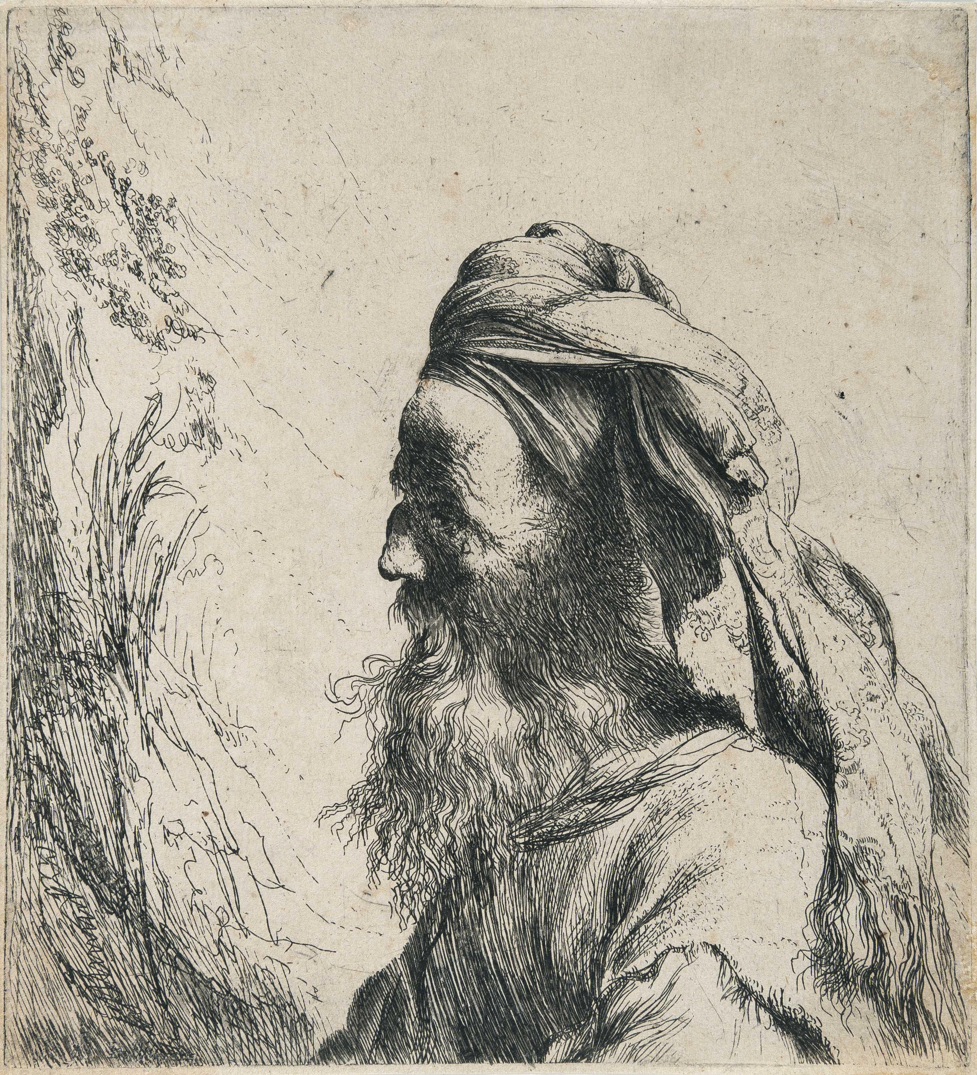 Jan Lievens - Brustbild eines bärtigen orientalischen Mannes mit Turban