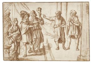 Jan Lievens - Recto: A Group Of Figures, Possibly Actors, In Renaissance-Style Costumes, One Holding Up A Mask; Verso: Half-Length Study Of A Standing Figure