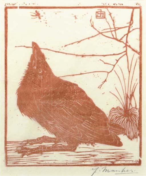 Jan Mankes - Kraai, Omhoog Kijkend Naar Een Mugje