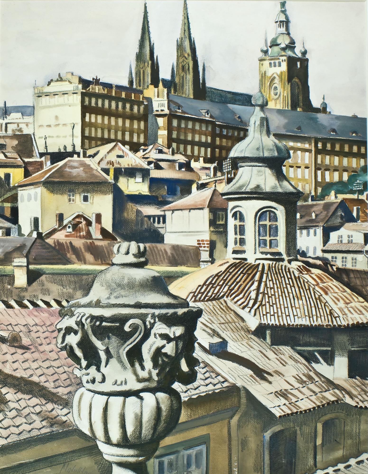 Jan Matulka - American View Of Prague Castle (Pohled Na PraSký Hrad)