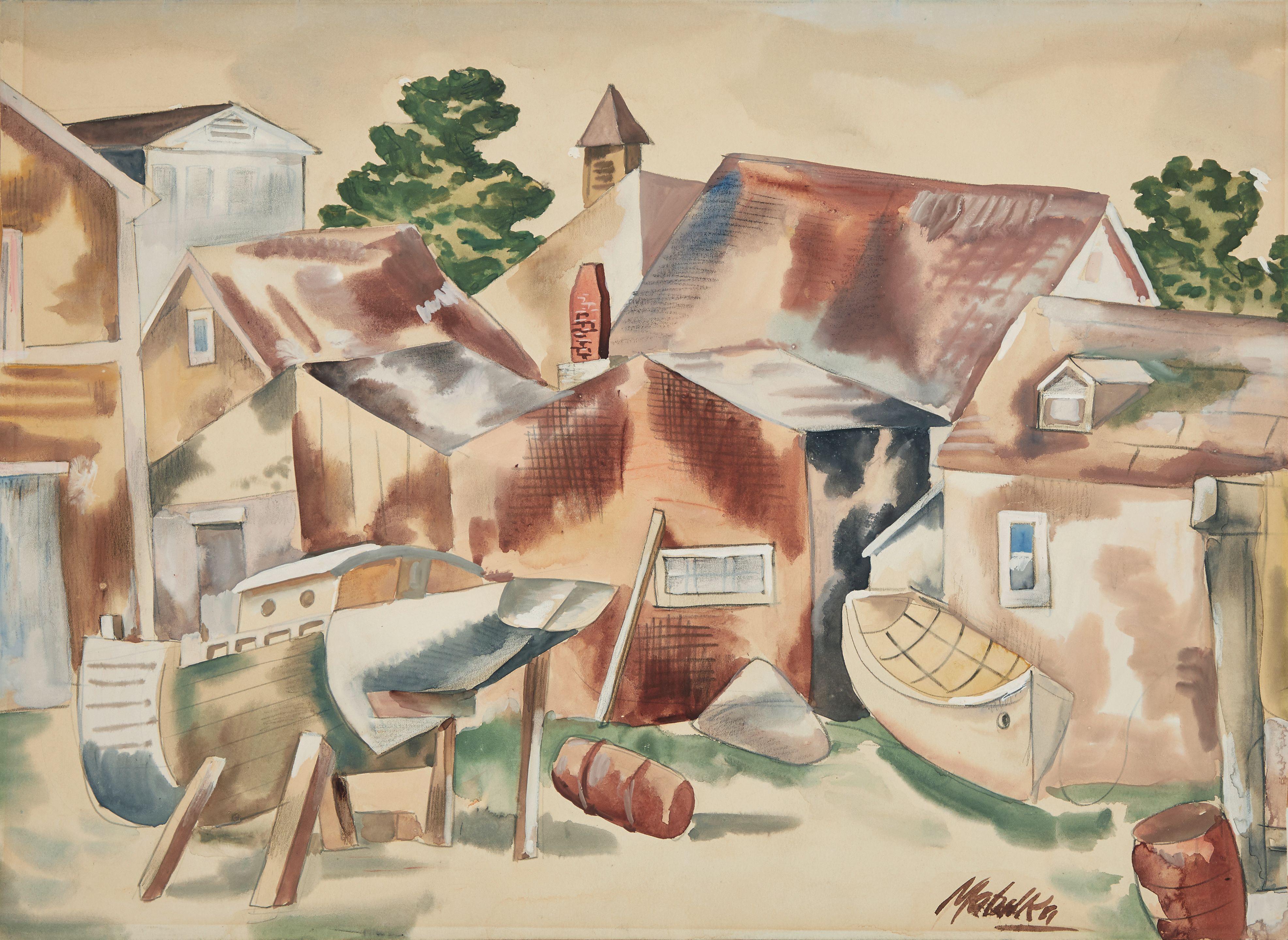 Jan Matulka - Boats and Houses