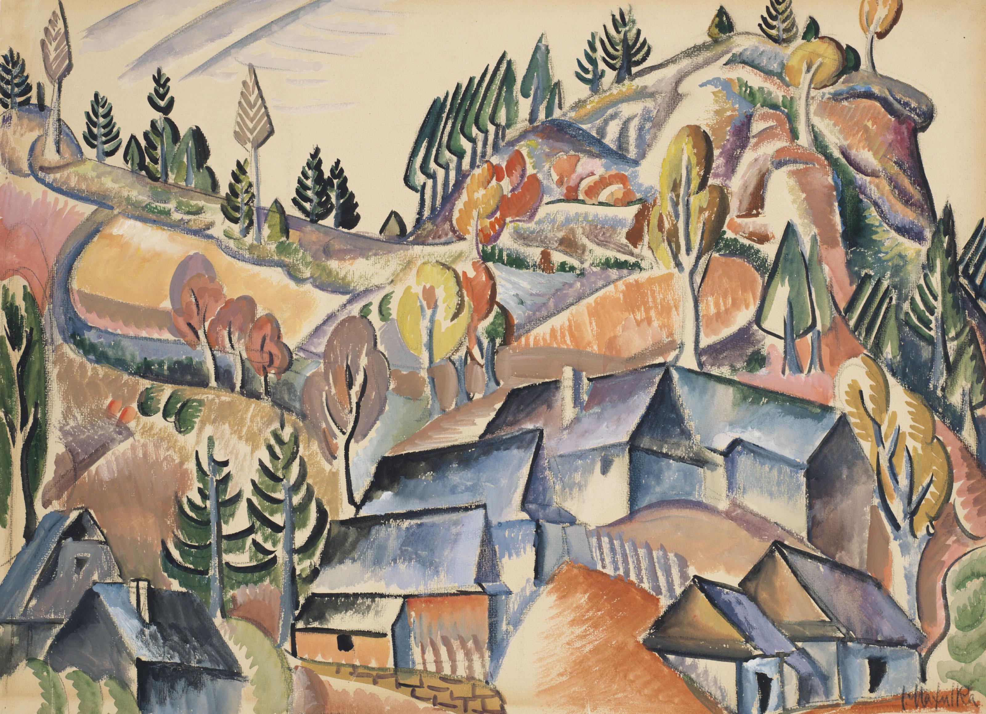 Jan Matulka - Bohemian Village (Slovak Village Turi Pôle)
