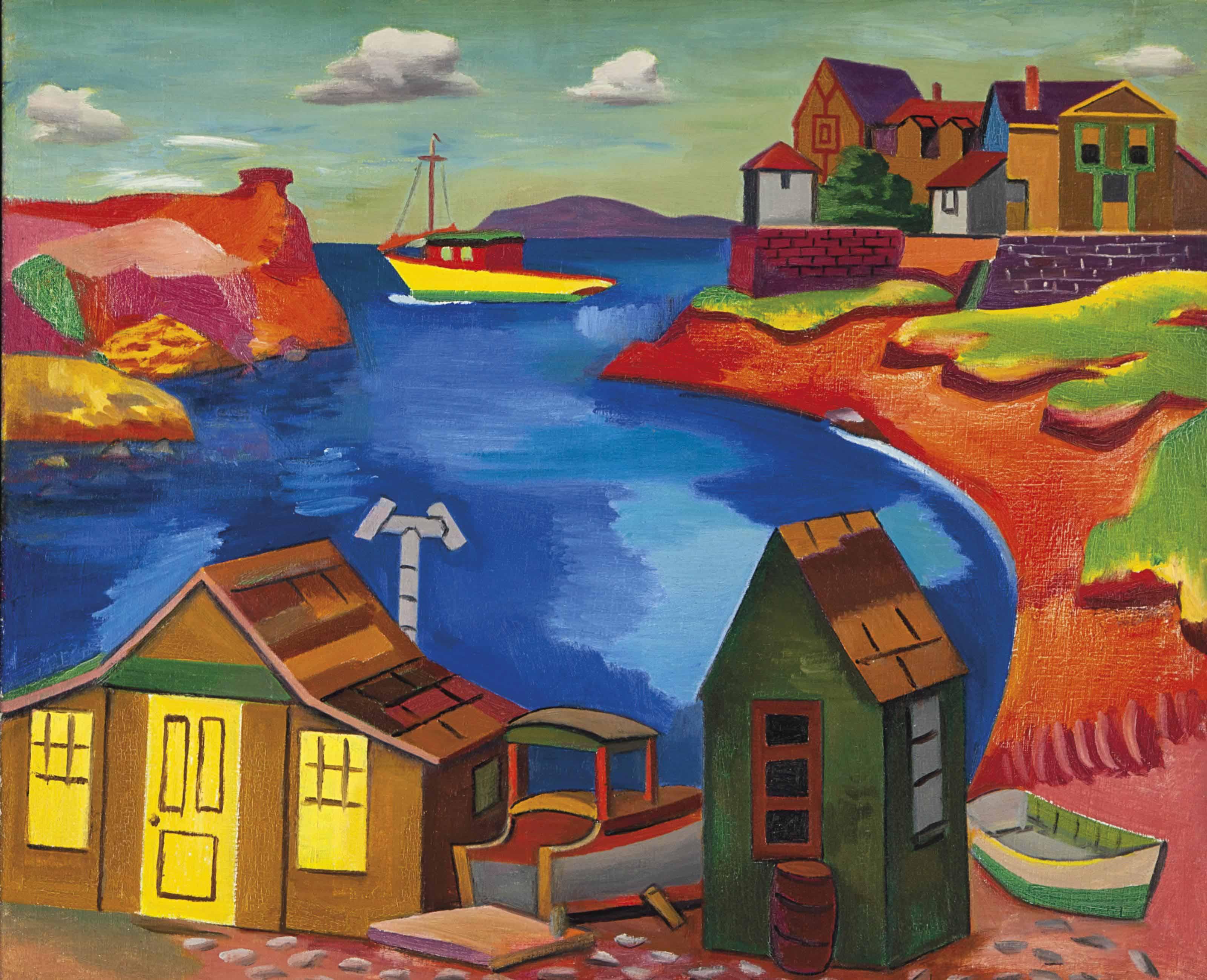 Jan Matulka - Houses On A Cove