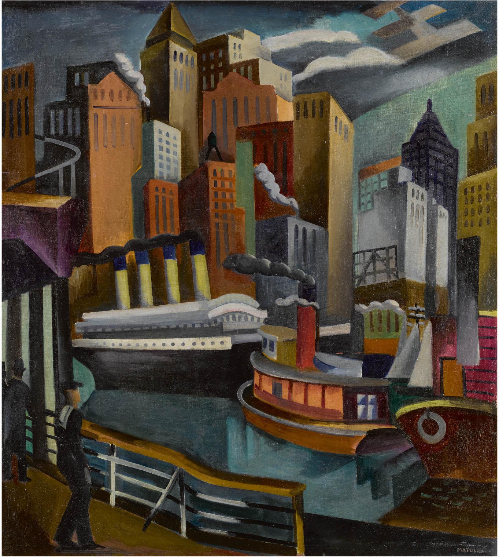 Jan Matulka - New York Harbor & Paris: A Double Sided Work