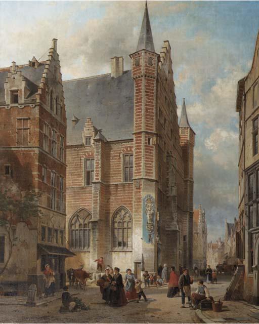 Jan Michael Ruyten - Bustling city life around the Vleeshal, Antwerp