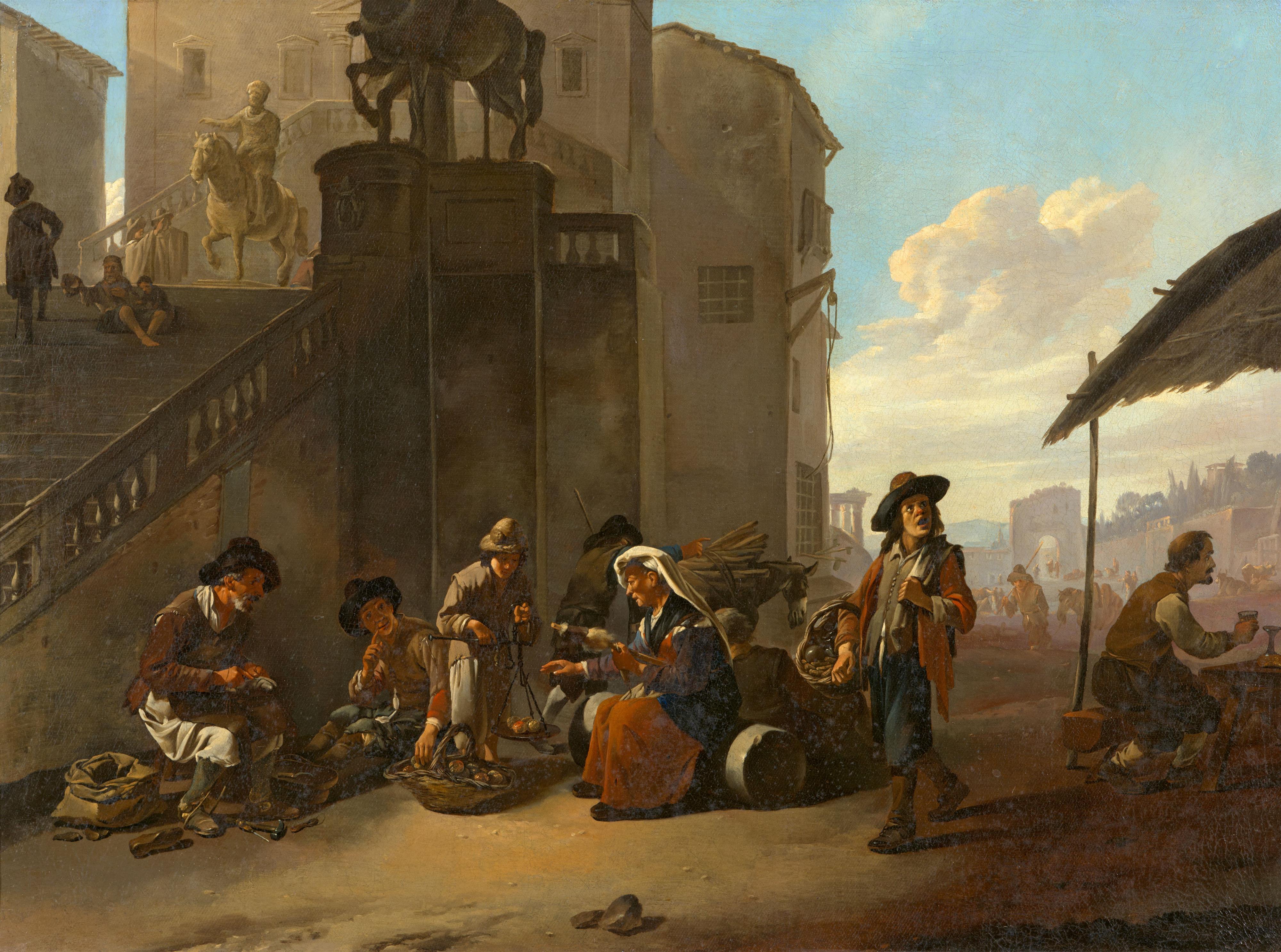 Jan Miel - Marktszene am Fuß des Kapitols in Rom
