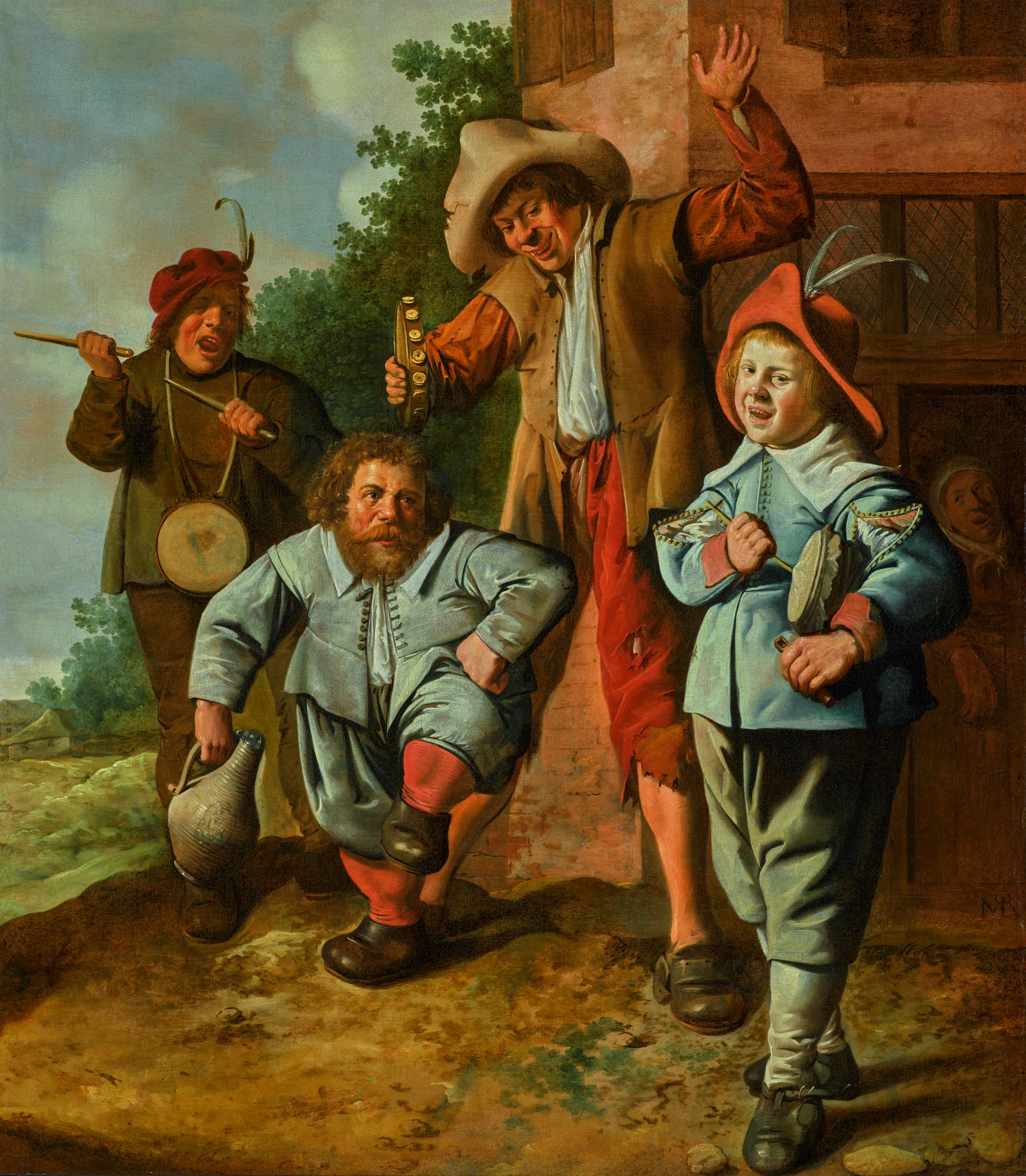 Jan Miense Molenaer - A Group Of Young Musicians With A Dancing Dwarf
