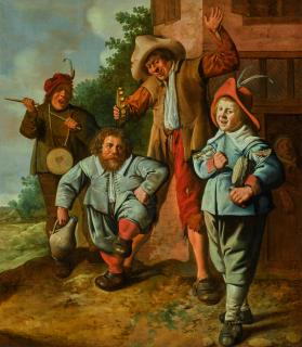 Jan Miense Molenaer - A Group Of Young Musicians With A Dancing Dwarf