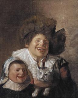 Jan Miense Molenaer - A Smiling Girl And A Boy With A Fur Hat Holding A Cat