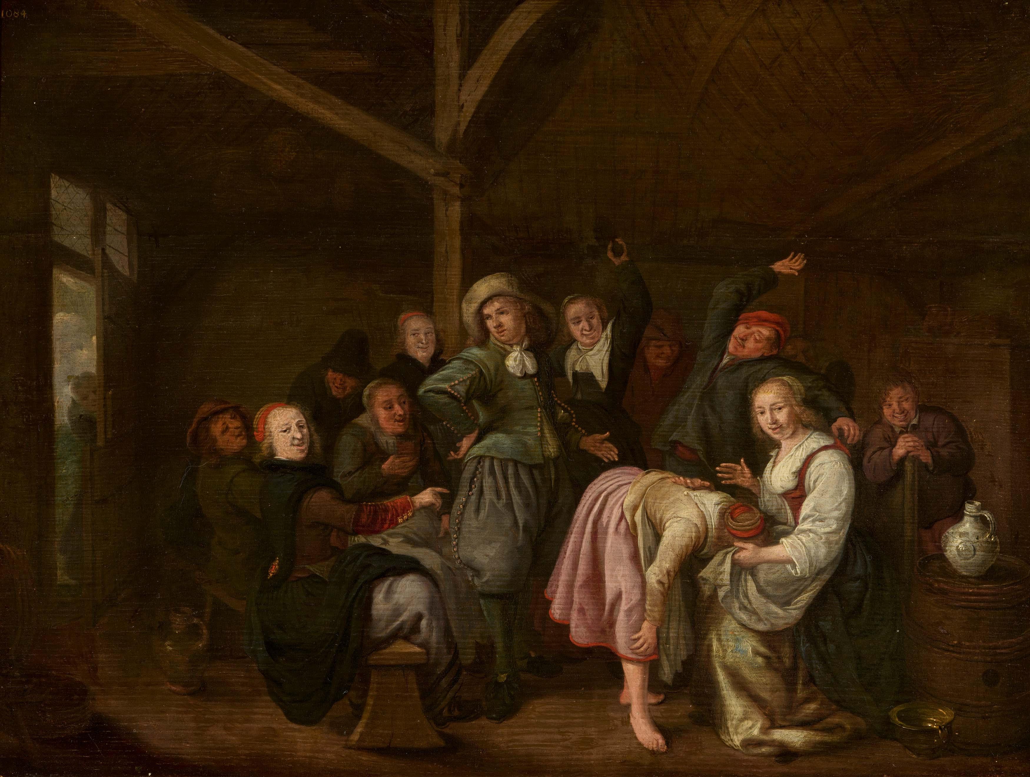 Jan Miense Molenaer - Bauerngesellschaft beim Handjeklap-Spiel.