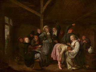 Jan Miense Molenaer - Bauerngesellschaft beim Handjeklap-Spiel.