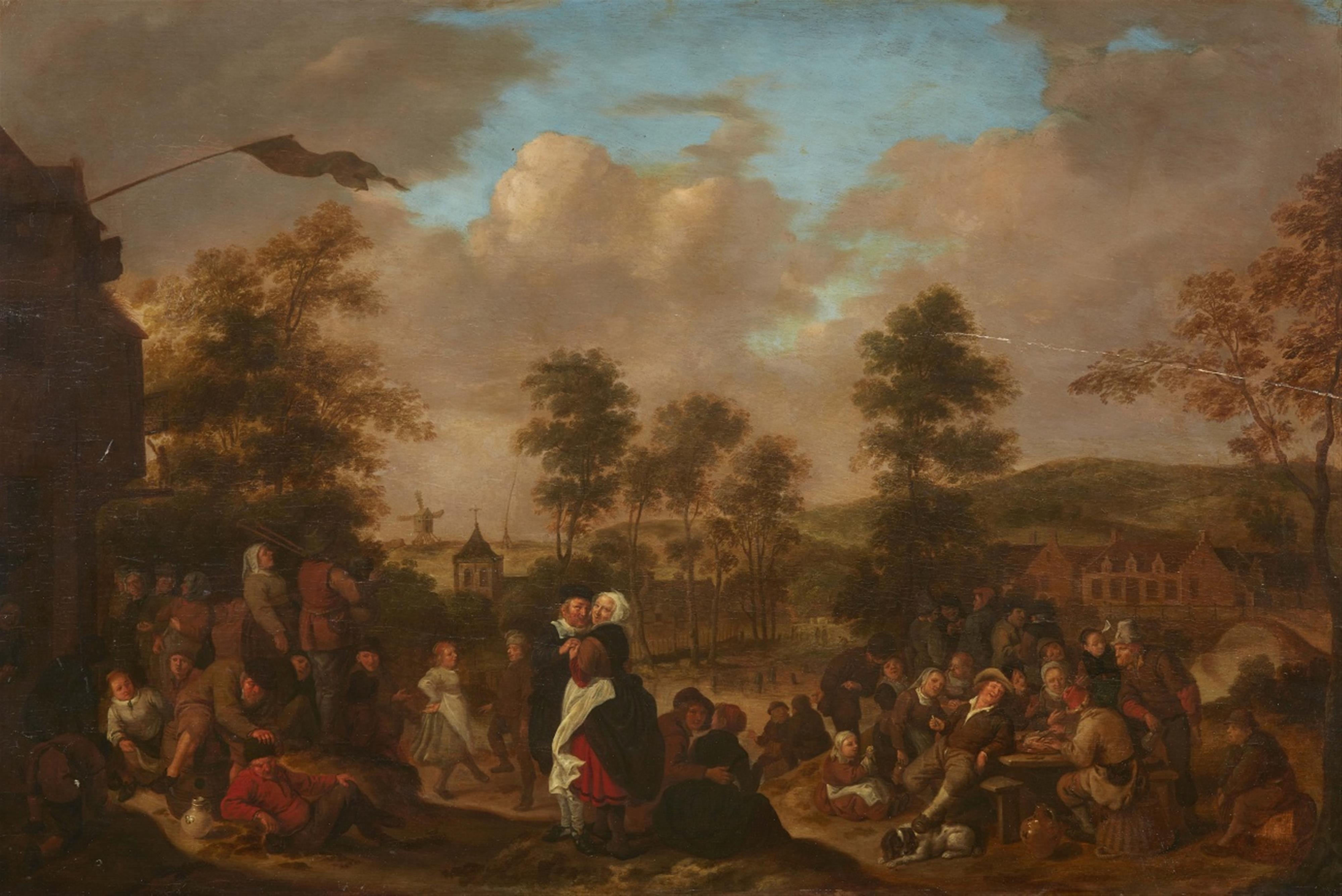 Jan Miense Molenaer - Landschaft mit Dorf und Bauernfest