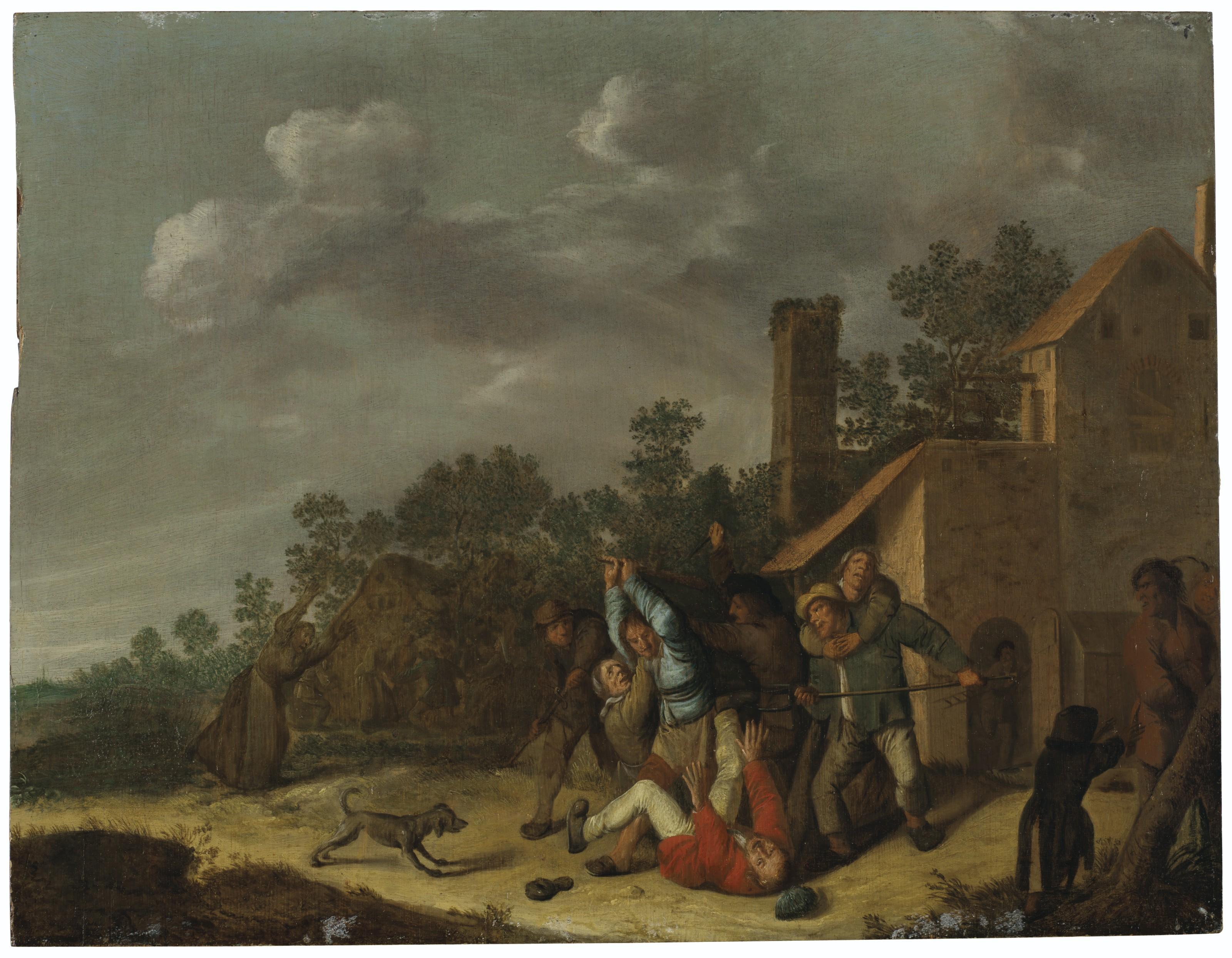 Jan Miense Molenaer - Peasants brawling before an inn
