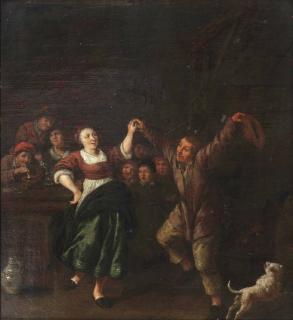 Jan Miense Molenaer - Peasants dancing in an interior