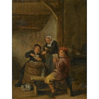 Jan Miense Molenaer - Tavern Interior With Peasants Playing Cards