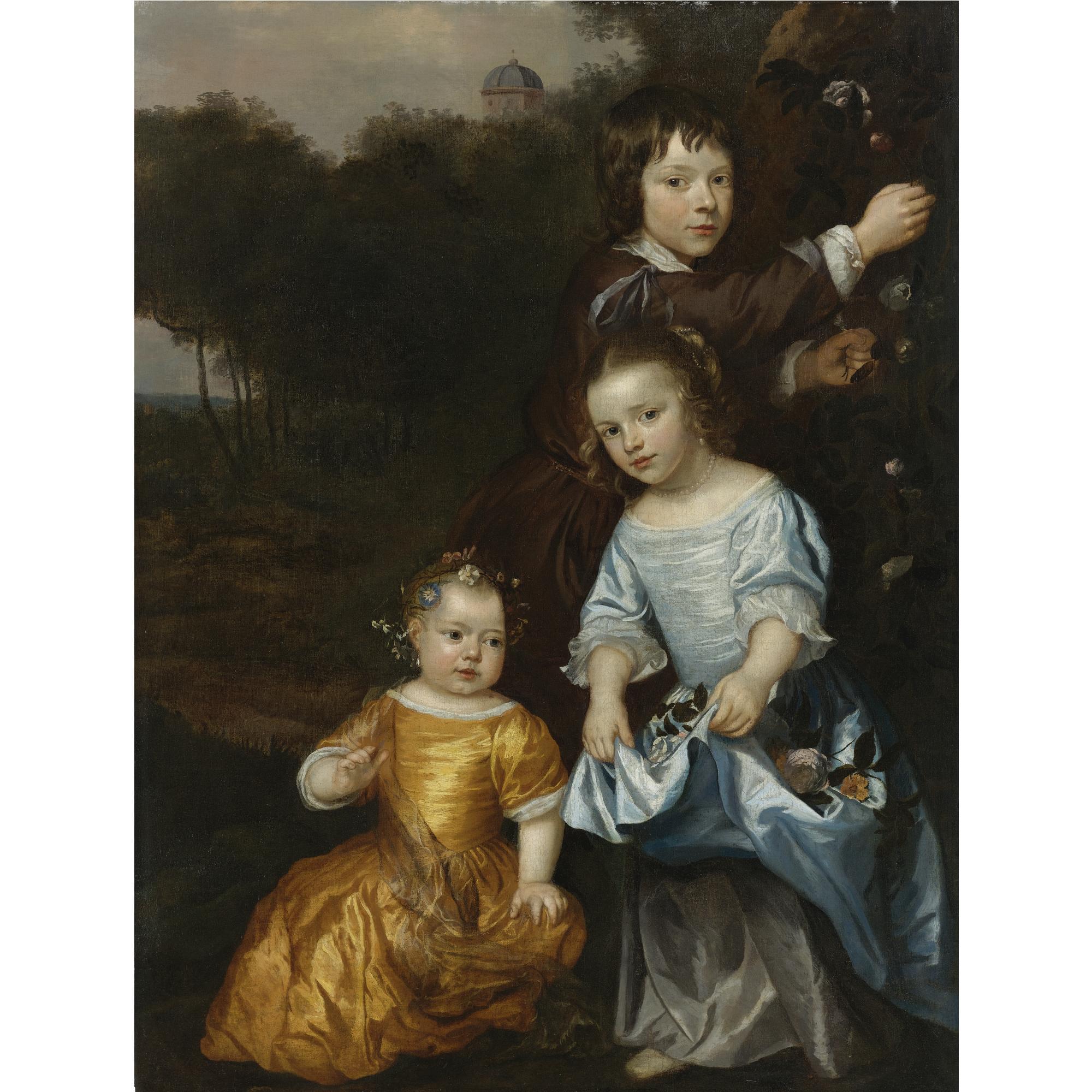 Jan Mijtens - Portrait Of Three Children In A Landscape