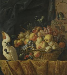 Jan Pauwel Gillemans The Younger - A Still Life Of Figs, Grapes, Apples And Other Fruit On A Table With A Parrot