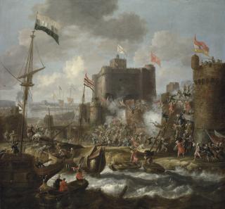 Jan Peeters I - Ottoman forces attacking an islet fortress, possibly Grambusa, during the Siege of Candia