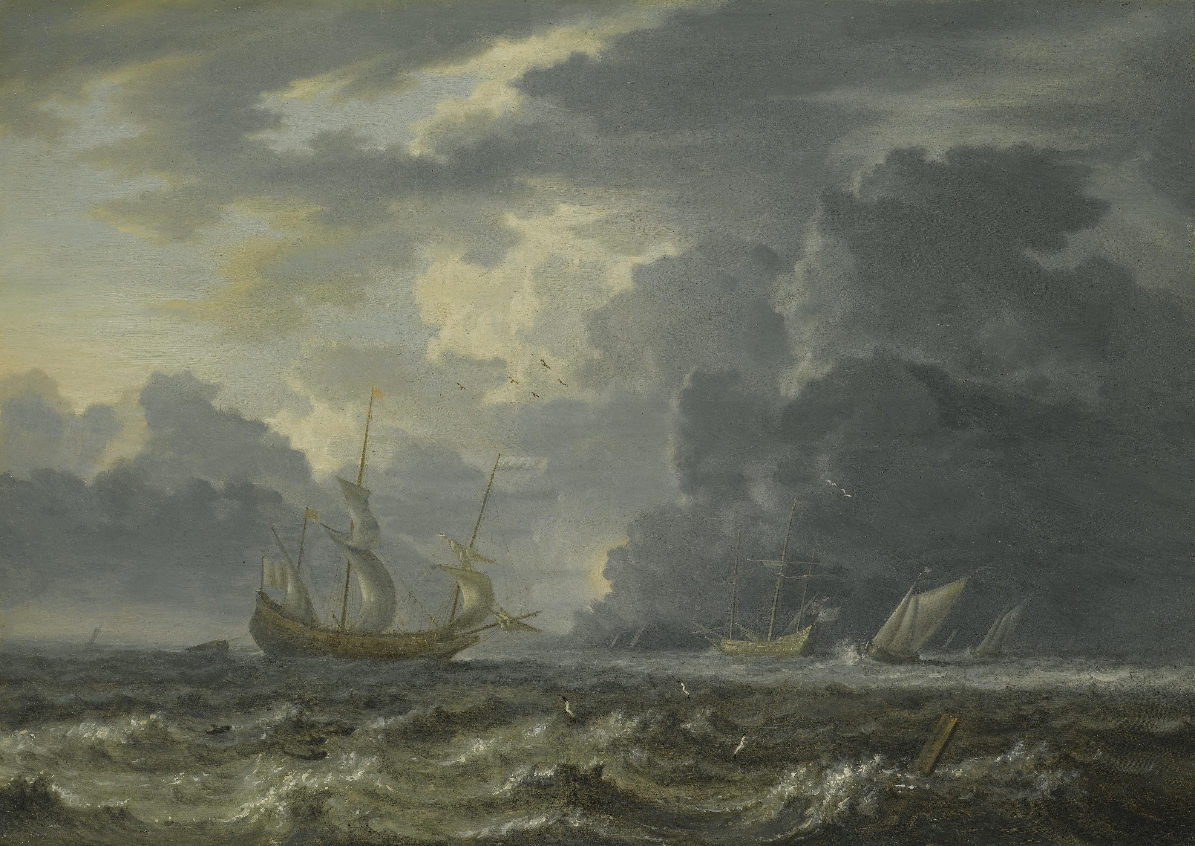 Jan Peeters The Elder - Shipping In Choppy Seas