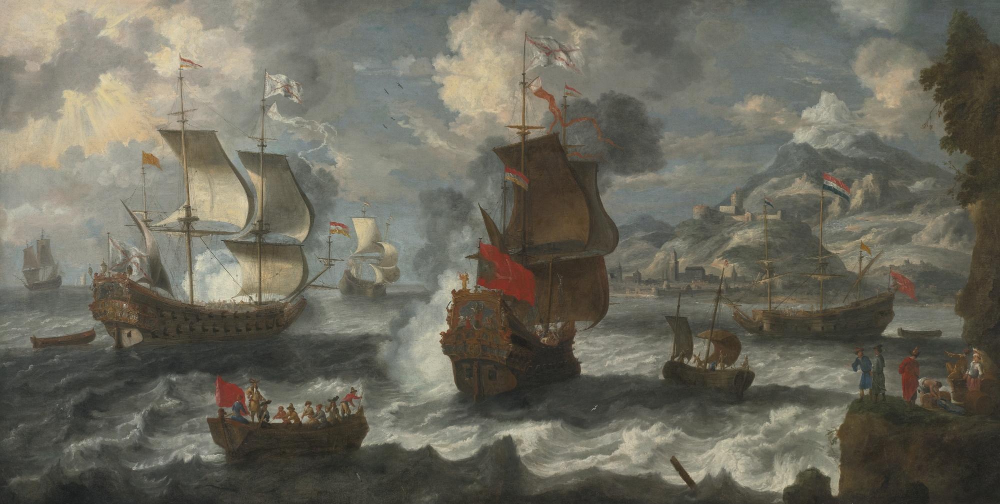 Jan Peeters The Elder - Shipping Off The Coast Near A Mediterranean Town