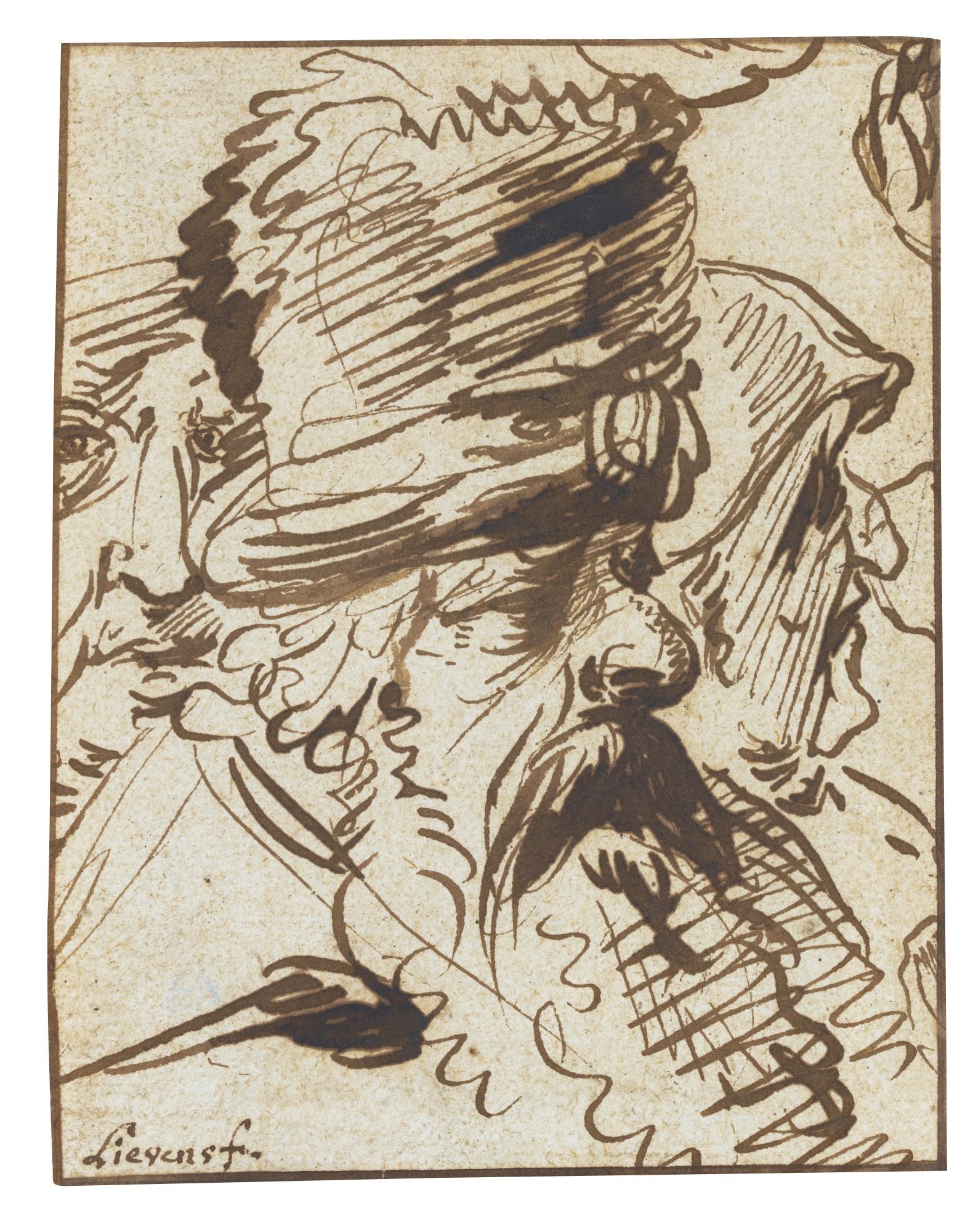 Jan Philips Van Bouckhorst - Head Studies Of Three Figures, Including A Bearded Oriental