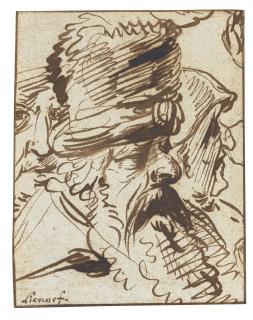 Jan Philips Van Bouckhorst - Head Studies Of Three Figures, Including A Bearded Oriental