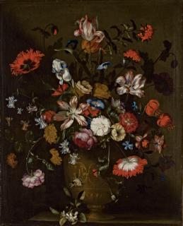 Jan Pieter Brueghel - Tulipes, Iris, Roses, Volubilis Et Autres Fleurs Dans Un Vase
