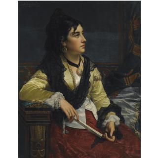 Jan Portielje - Dutch Girl With Mantilla