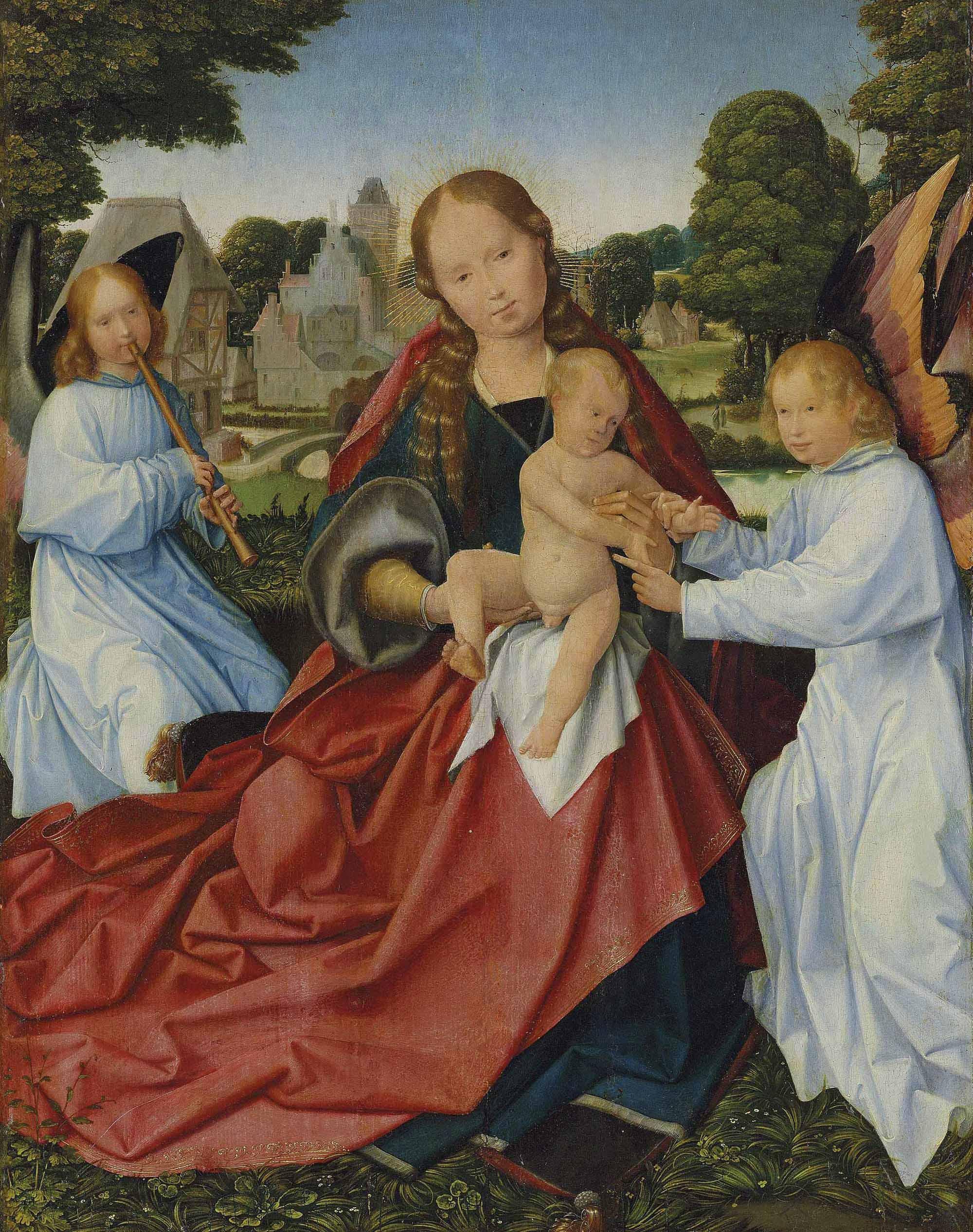 Jan Provoost - The Virgin And Child With Angels, In A Landscape