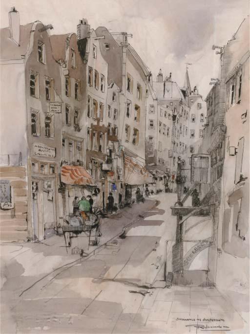 Jan Rijlaarsdam - Straatje te Amsterdam