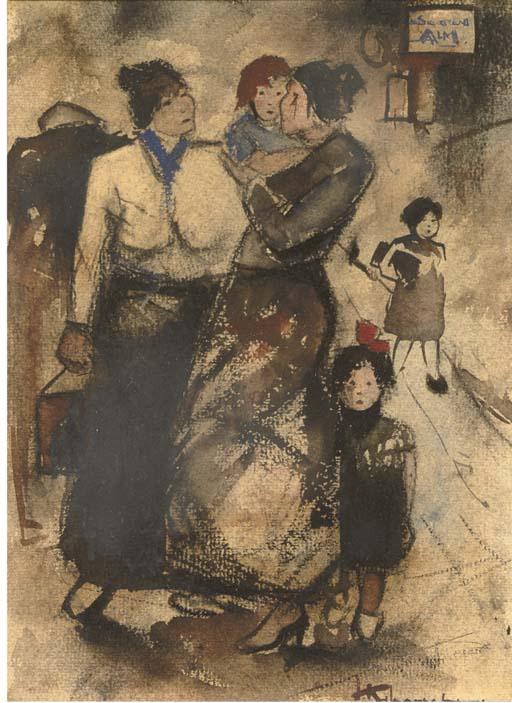 Jan Rijlaarsdam - Women with children in a street