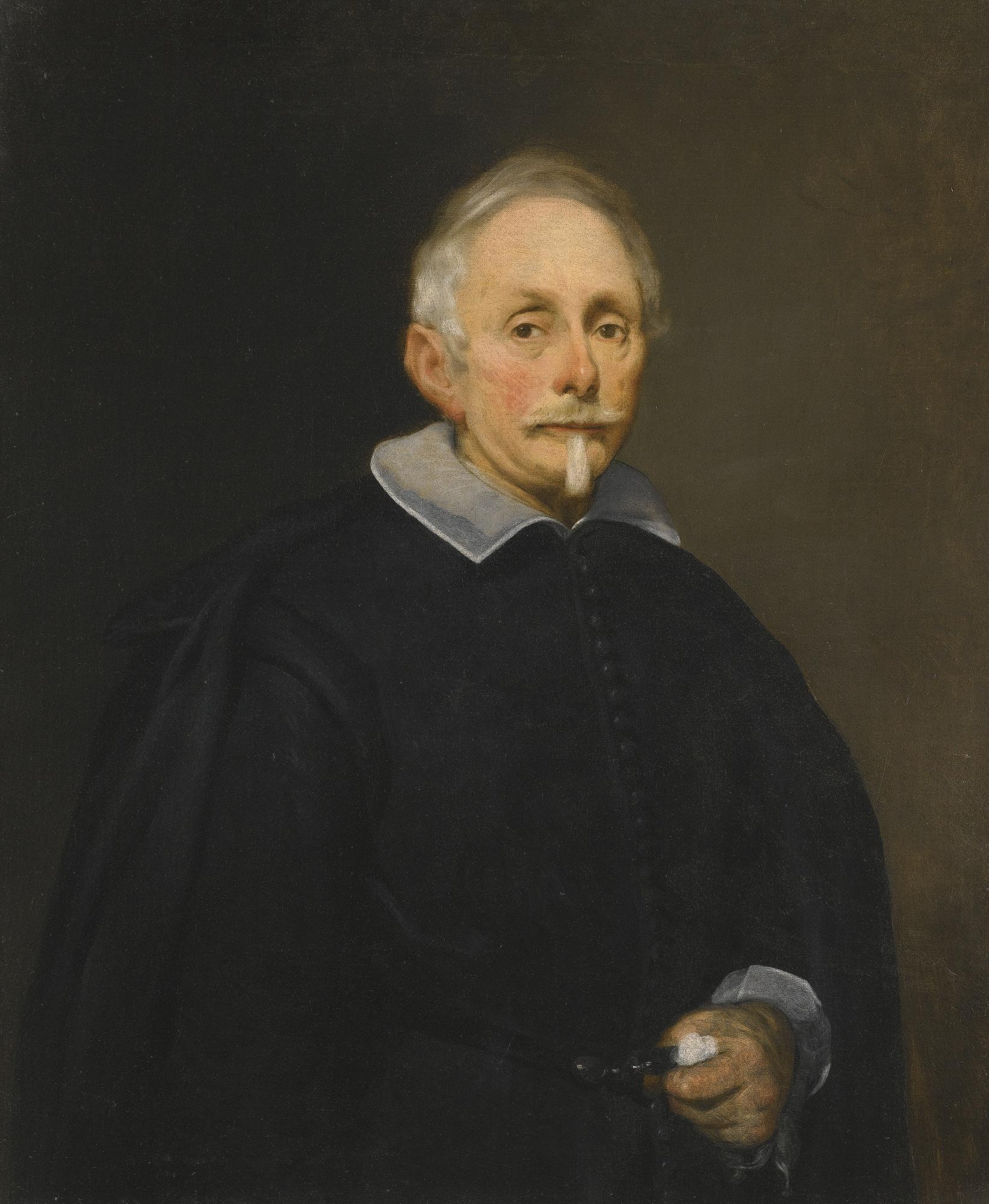 Jan Roos - Portrait Of A Man, Half Length, Wearing A Black Shirt