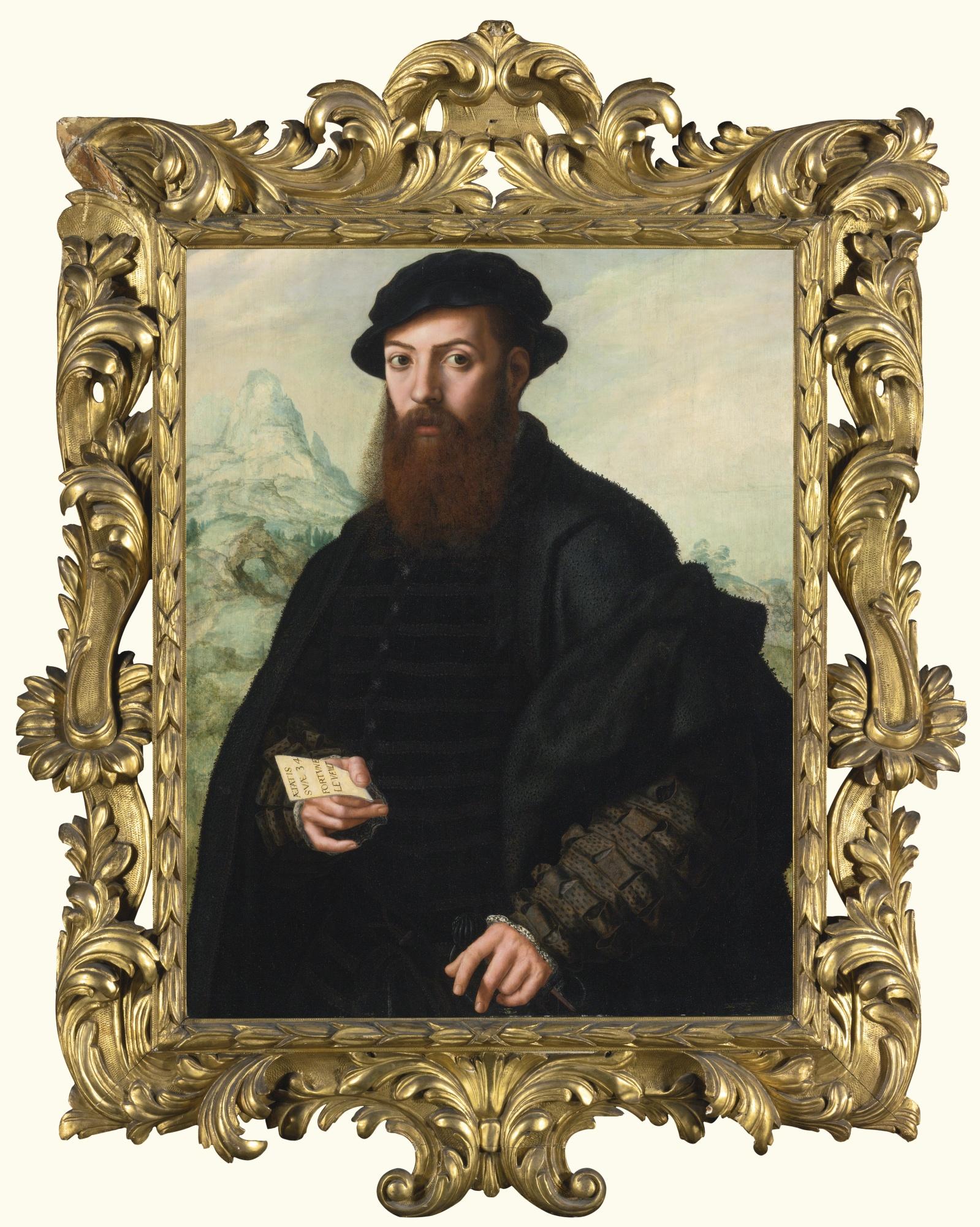 Jan Sanders van Hemessen - Portrait Of A Bearded Gentleman, Aged 34, Before An Extensive Landscape