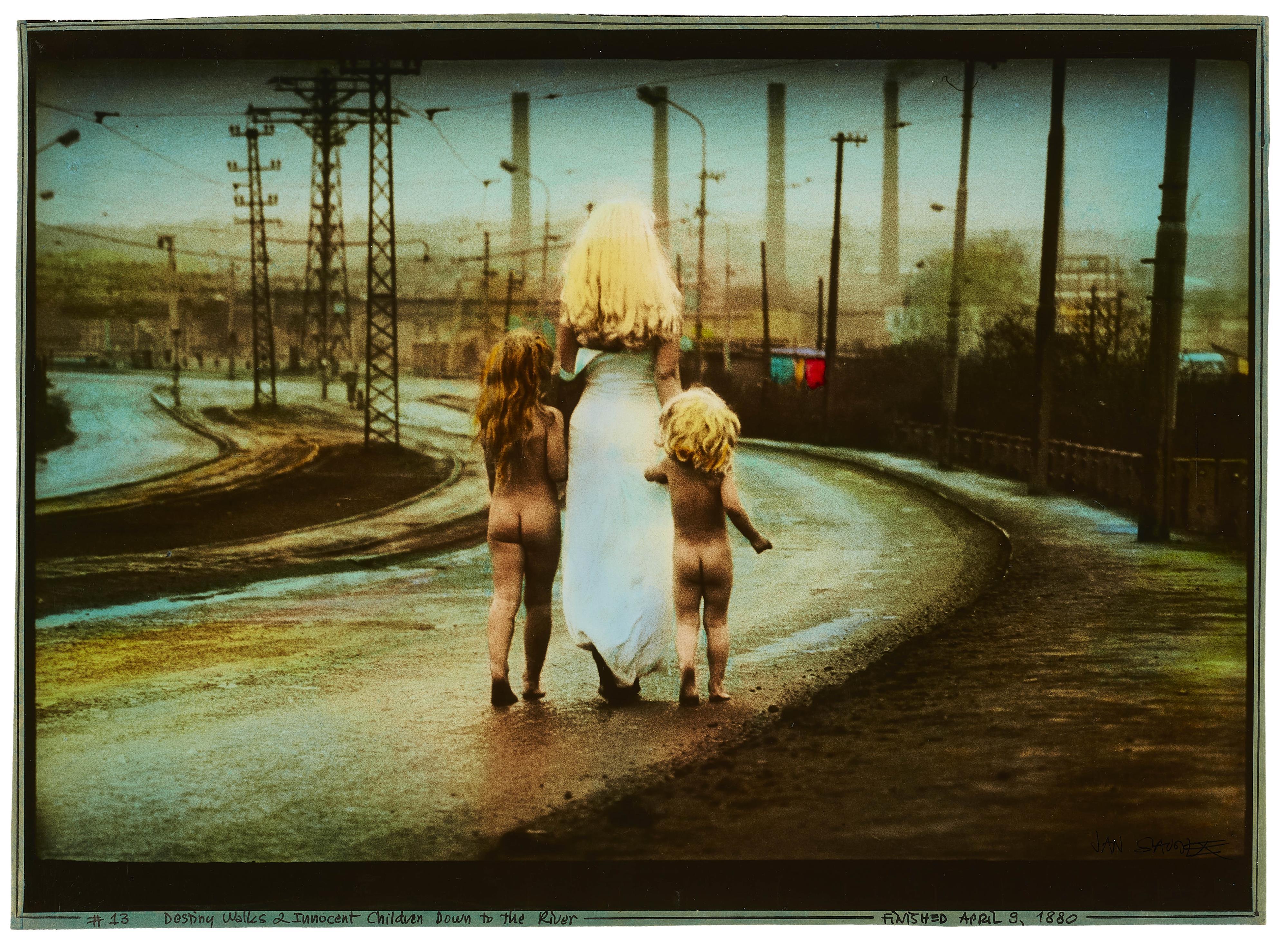 Jan Saudek - Destiny walks 2 innocent Children down to the River