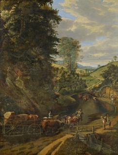 Jan Siberechts - Weite Landschaft mit einem mit Steinen beladenen Fuhrwerk.