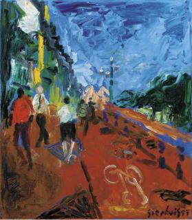 Jan Sierhuis - Damrak met Centraal Station