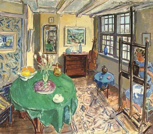 Jan Sluijters Jr. - Interior With The Wife of The Artist Painting