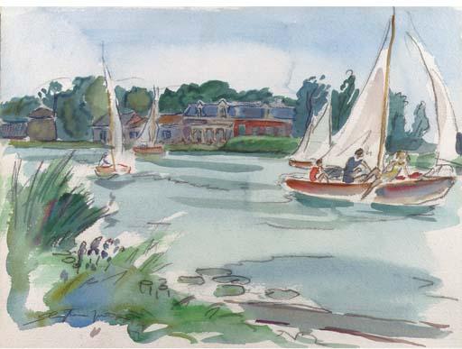 Jan Sluijters Jr. - Sailing boats on the river Vecht