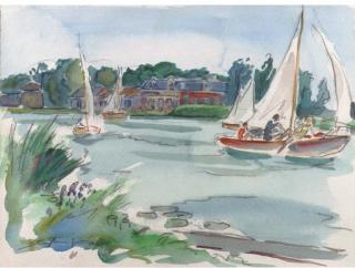 Jan Sluijters Jr. - Sailing boats on the river Vecht