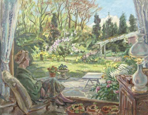 Jan Sluijters Jr. - Woman Looking Out Over The Garden In Spring
