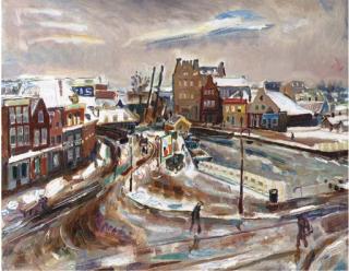 Jan Sluijters - De Overtoomse Sluis bij sneeuw