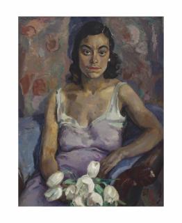 Jan Sluijters - Seated woman with white tulips