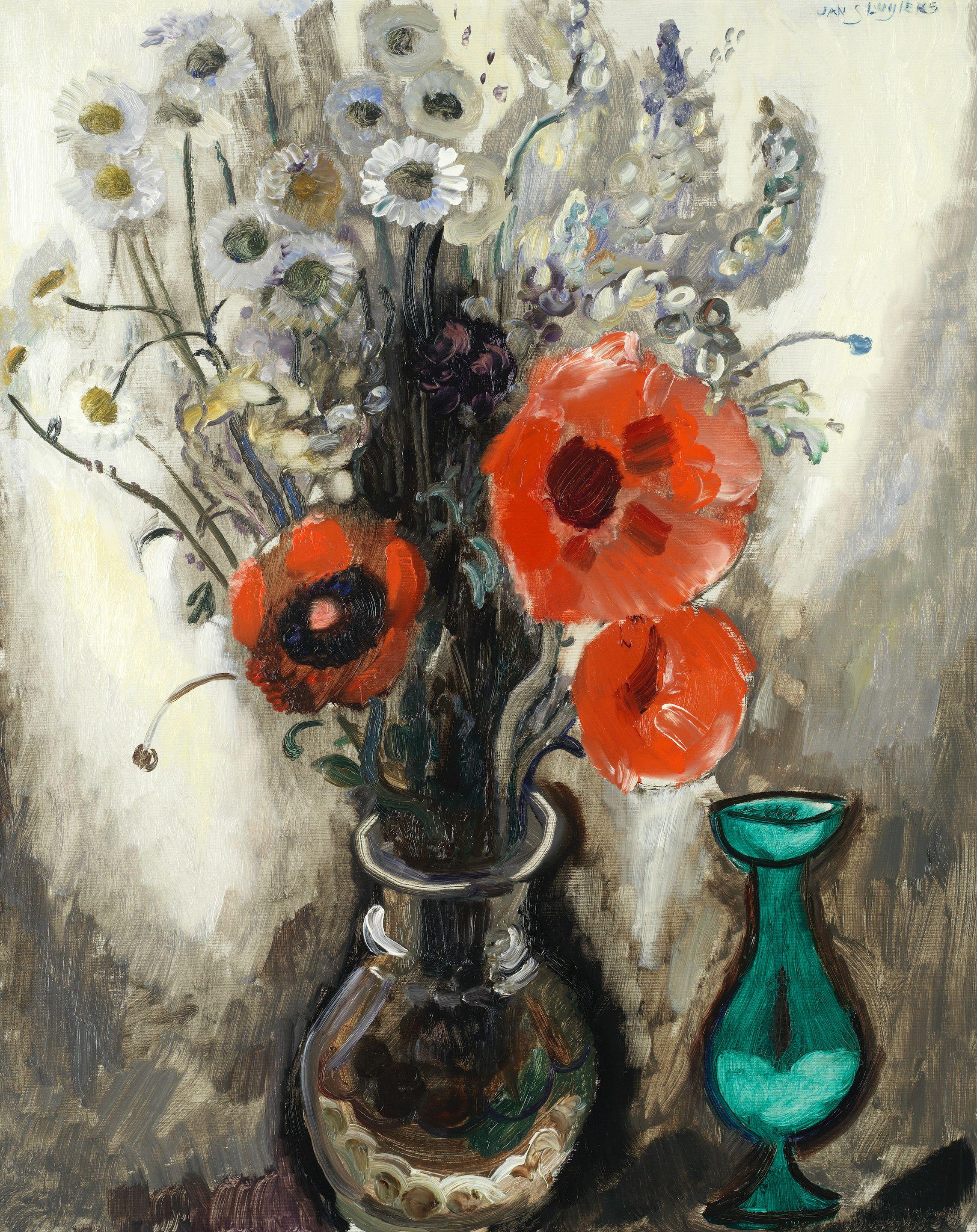 Jan Sluijters - Stilleven Met Margrieten En Klaprozen