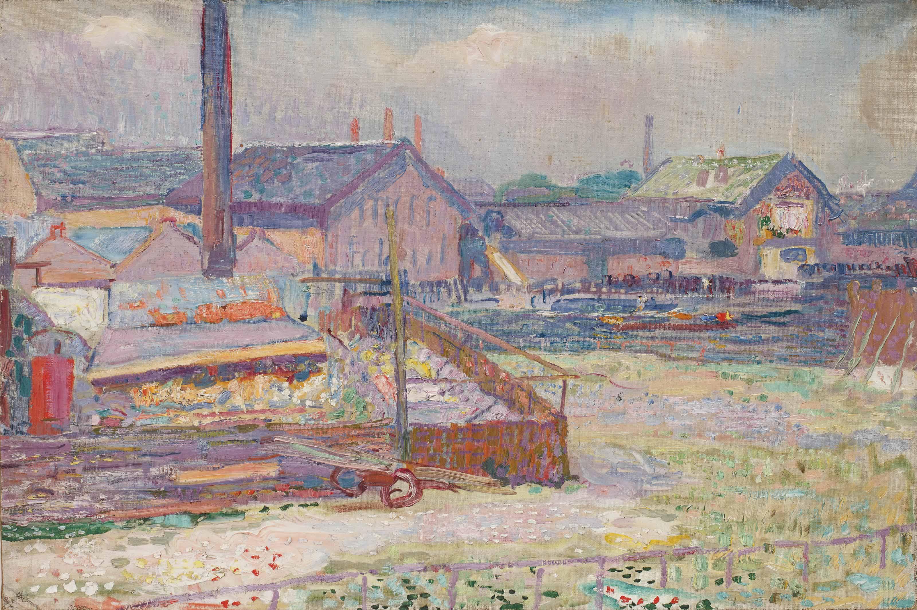 Jan Sluijters - Stoomhoutzagerij in de omgeving van de Kostverlorenkade, Amsterdam