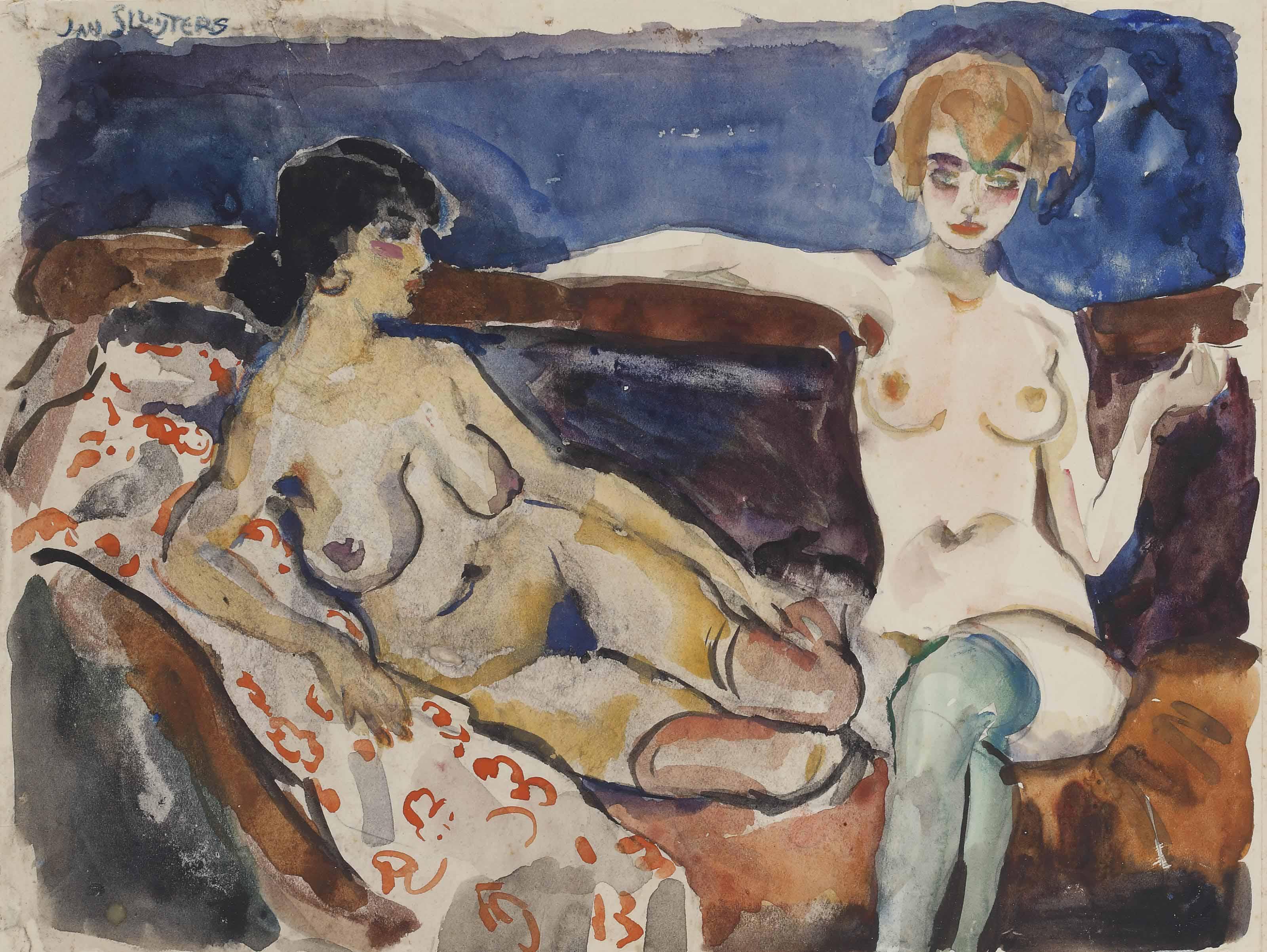 Jan Sluijters - Two models on a sofa