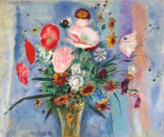 Jan Sluijters - Veldboeket - A still life with poppies in a vase