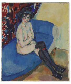 Jan Sluijters - Zittend naakt met zwarte kousen (Sitting nude with black stockings)