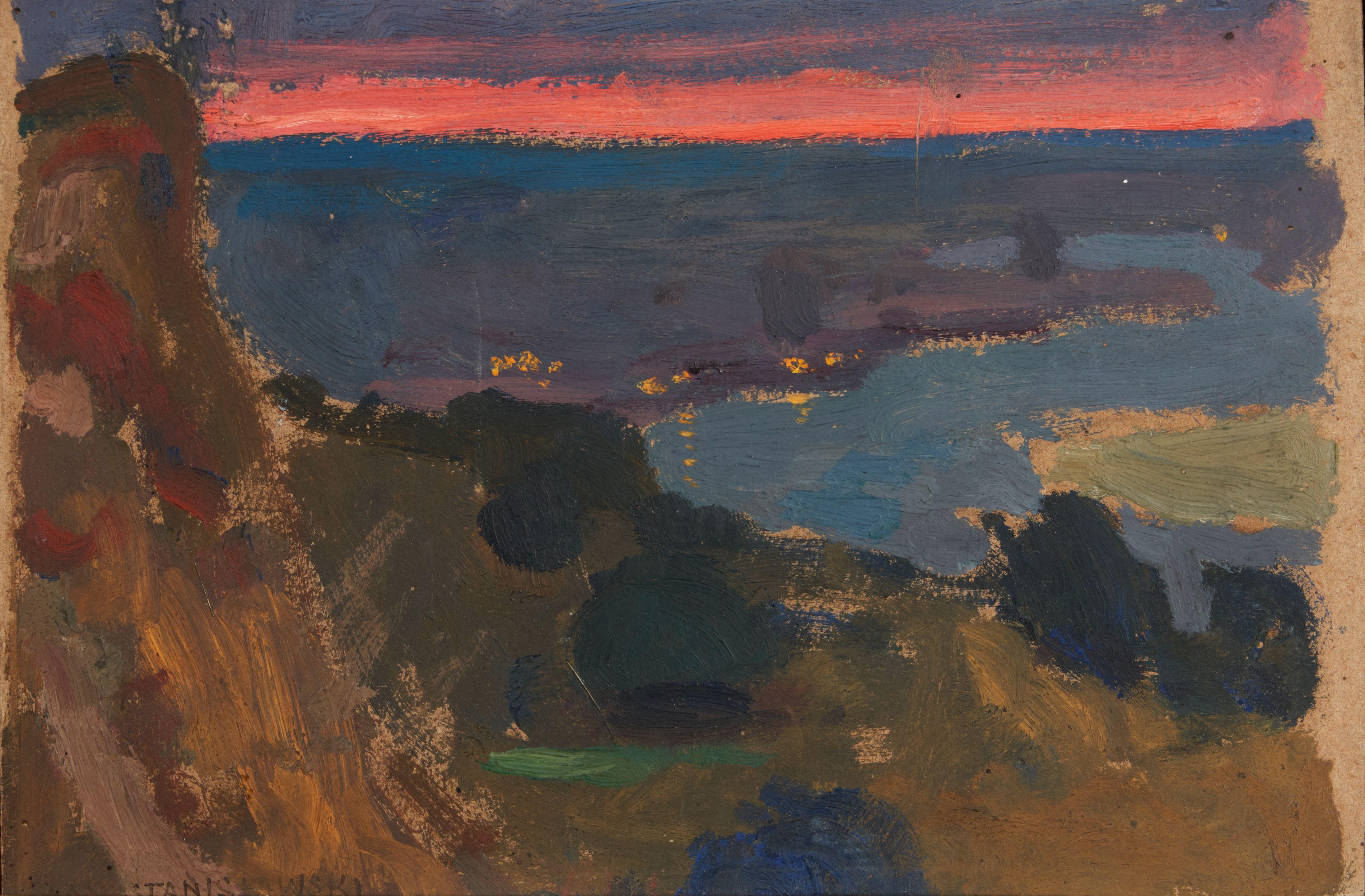 Jan Stanisławski - Dniepr pod Kijowem w nocy (Dnieper near Kiev at night) framed 19.5 x 27.5 x 1.25 cm (7 5/8 x 10 3/4 x 1/2 in).